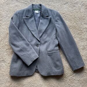 Harvé Bernard Wool Cashmere Blend Gray Blazer Petite 12P